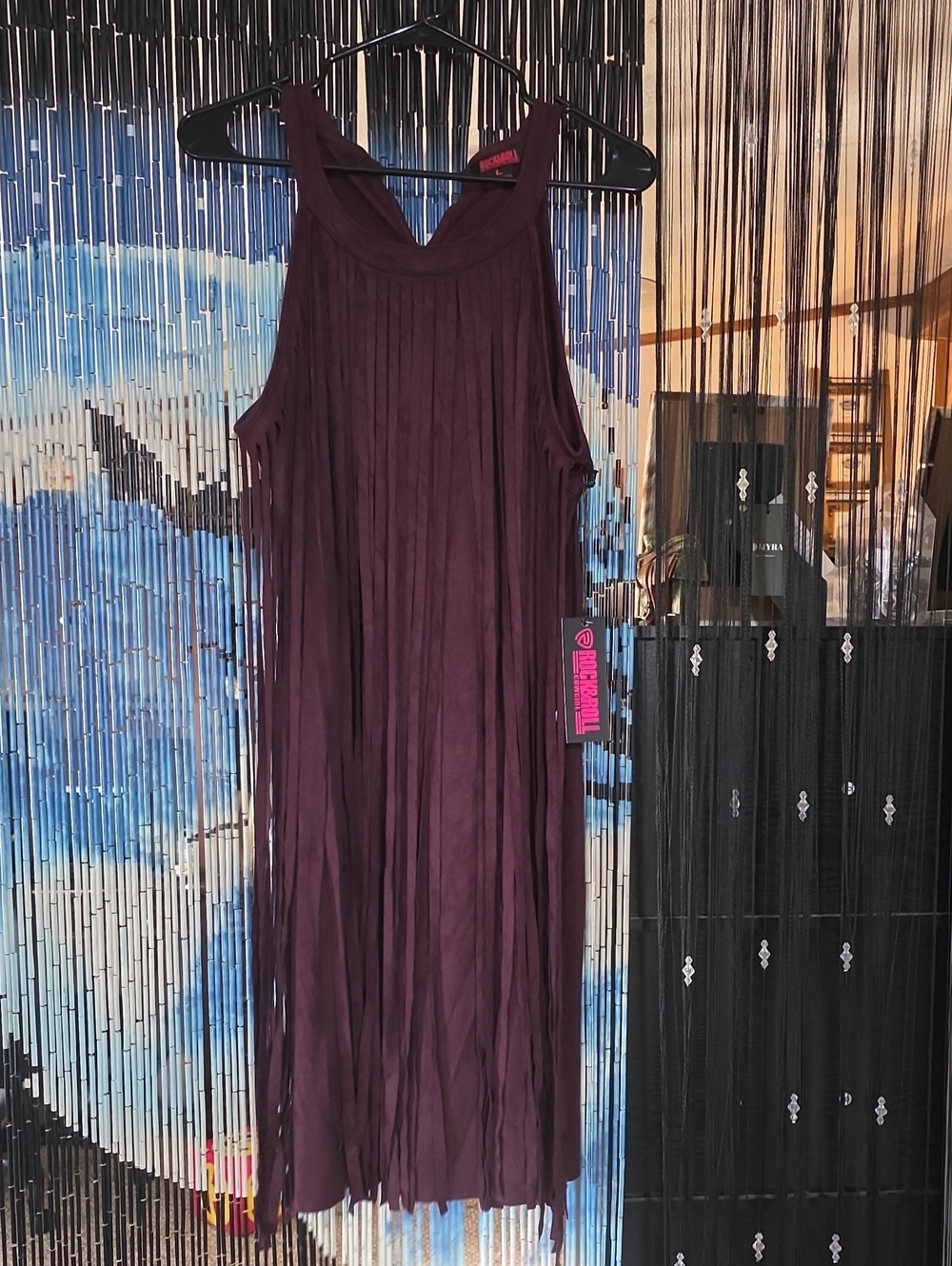 Rock & Roll Cowgirl Plum Fringe Midi Dress